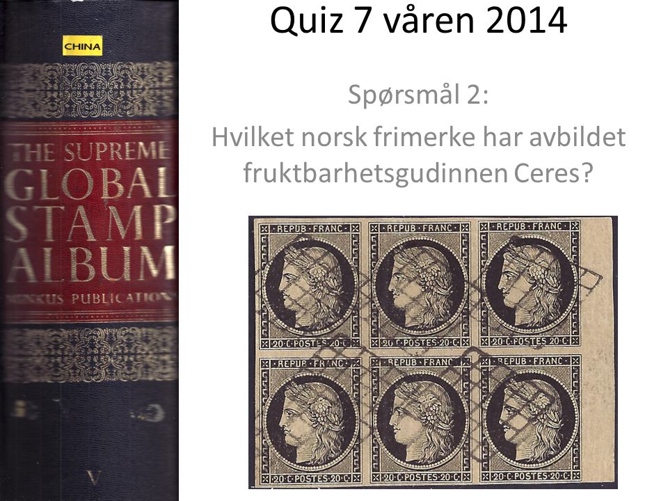 Hvilket norsk frimerke har avbildet fruktbarhetsgudinnen Ceres