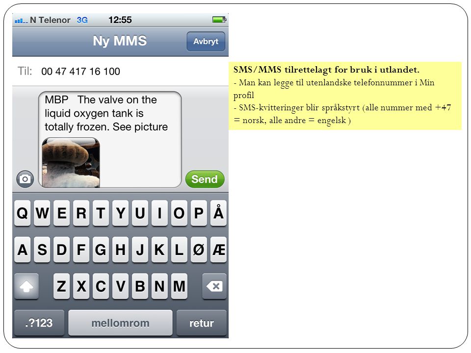 SMS/MMS tilrettelagt for bruk i utlandet