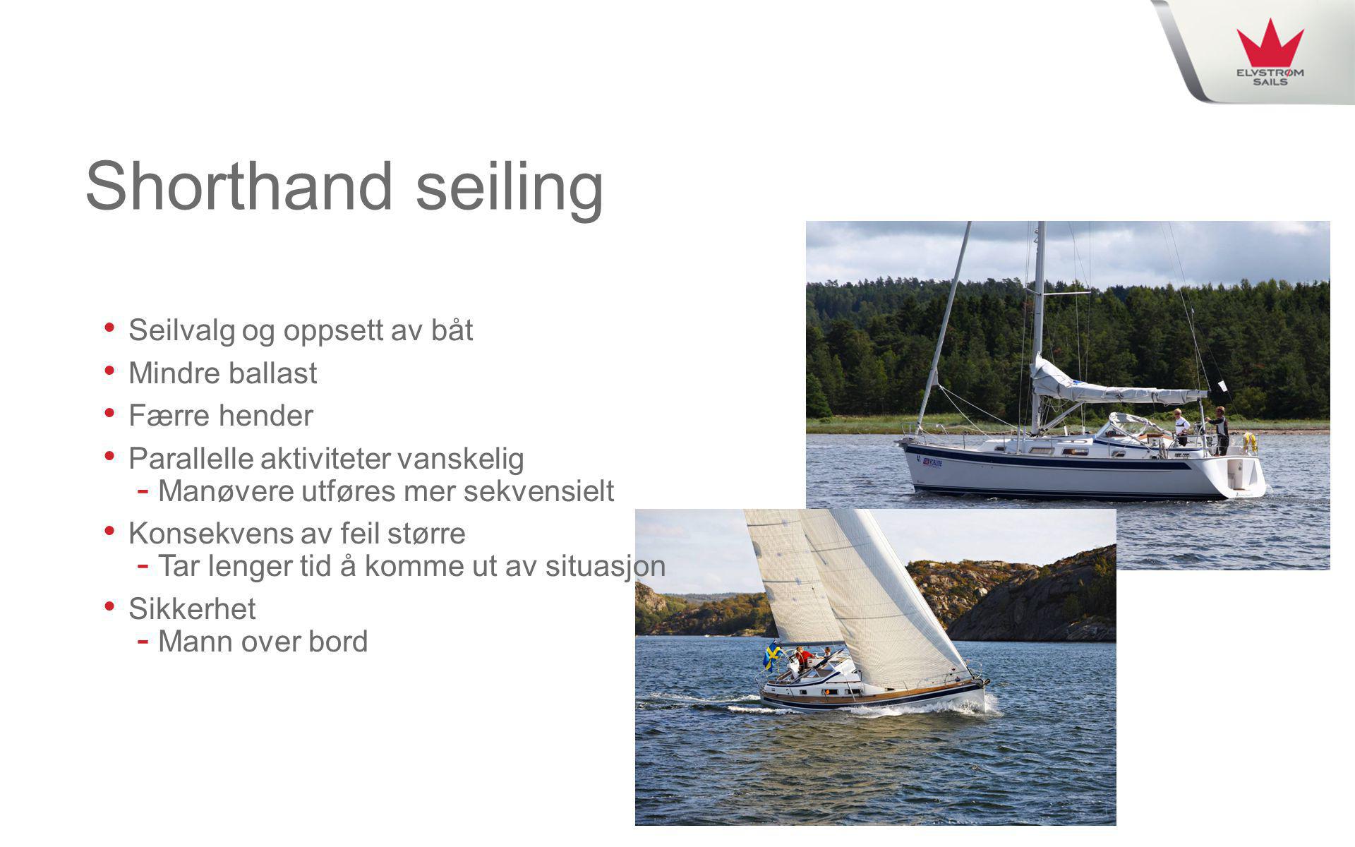 Shorthand seiling Seilvalg og oppsett av båt Mindre ballast