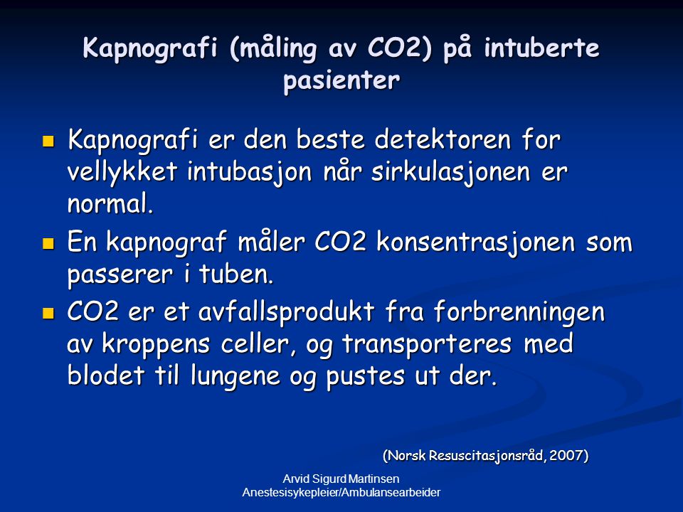 Kapnografi (måling av CO2) på intuberte pasienter