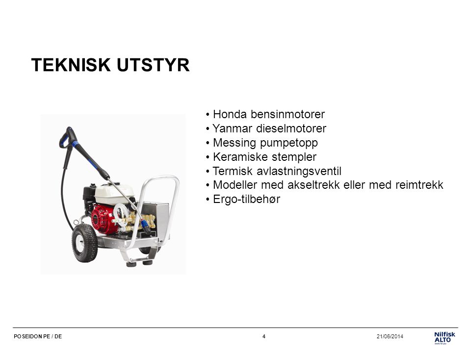 TEKNISK UTSTYR Honda bensinmotorer Yanmar dieselmotorer