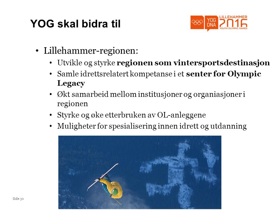 YOG skal bidra til Lillehammer-regionen: