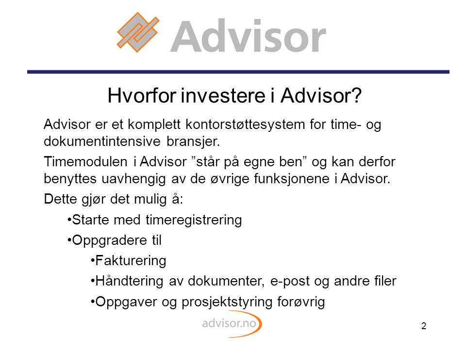 Hvorfor investere i Advisor
