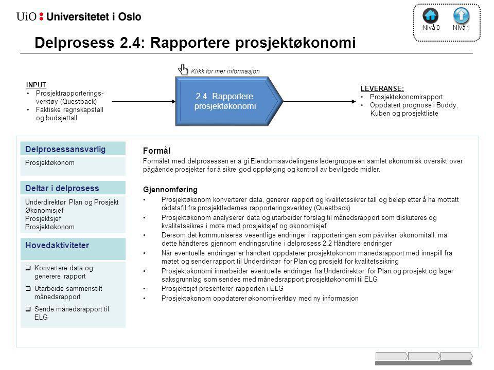 Delprosess 2.4: Rapportere prosjektøkonomi