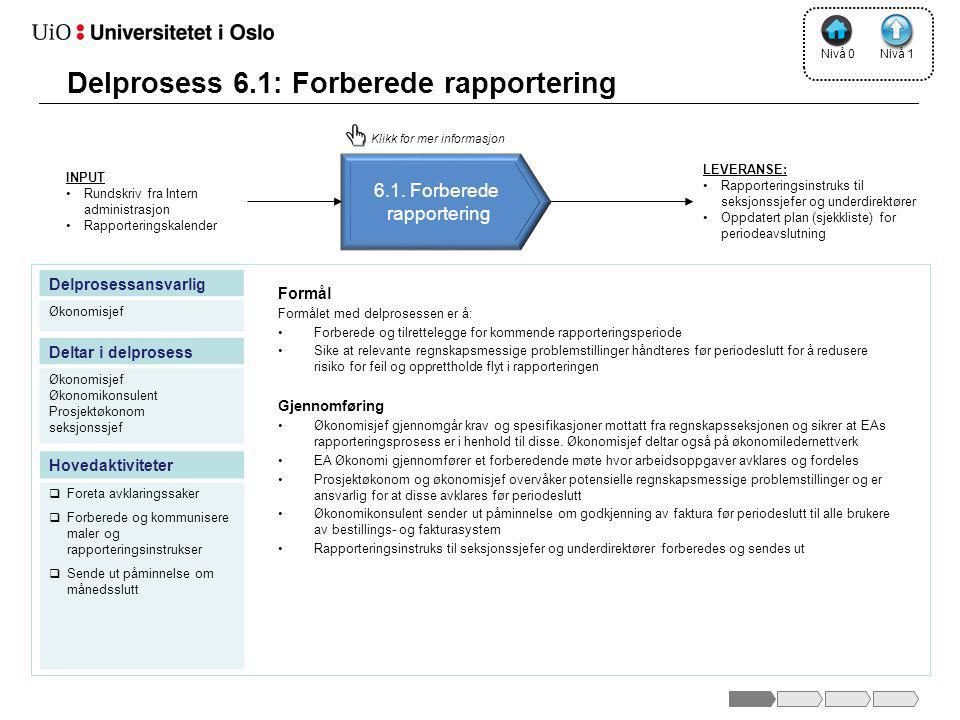 Delprosess 6.1: Forberede rapportering