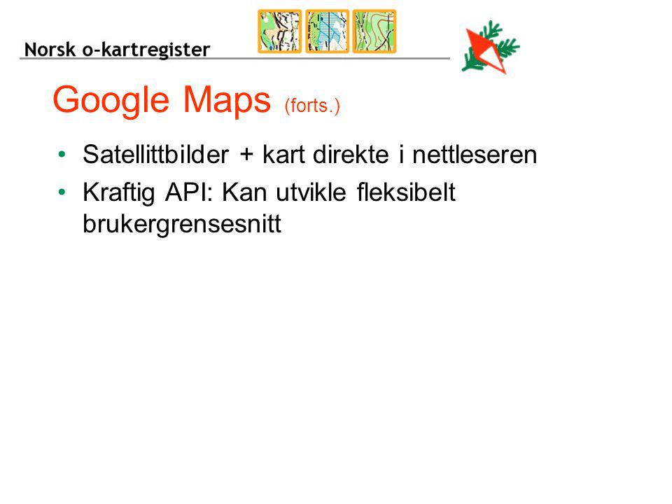 Google Maps (forts.) Satellittbilder + kart direkte i nettleseren