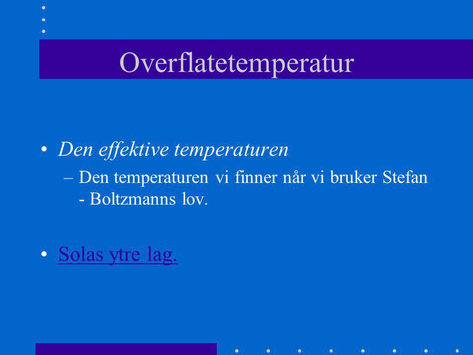 Overflatetemperatur Den effektive temperaturen Solas ytre lag.