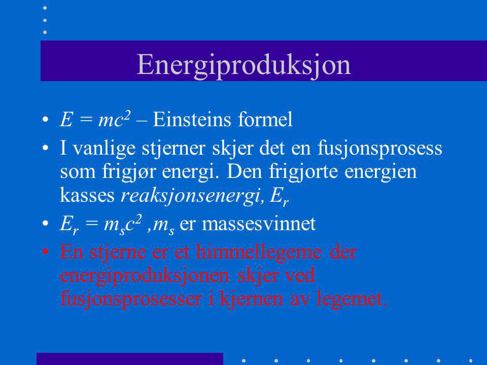 Energiproduksjon E = mc2 – Einsteins formel