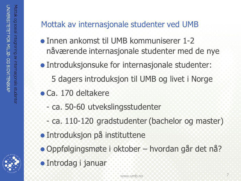 Mottak av internasjonale studenter ved UMB