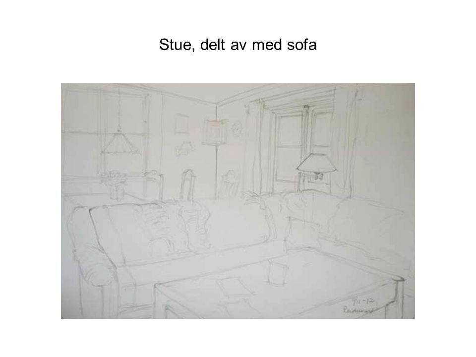 Stue, delt av med sofa