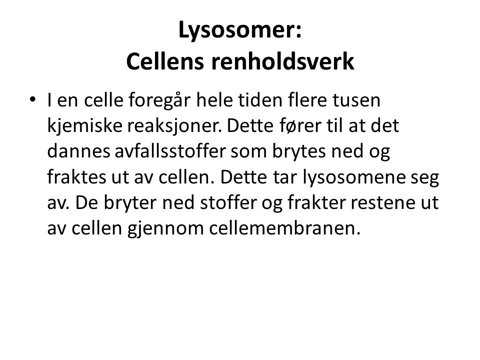 Lysosomer: Cellens renholdsverk