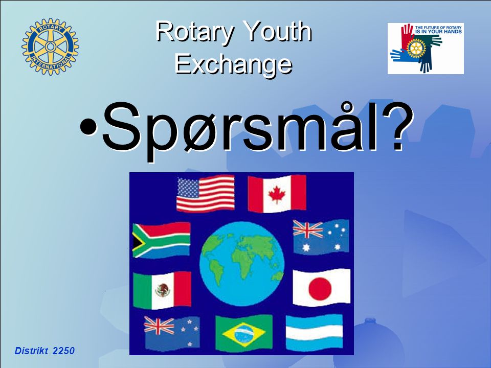 Rotary Youth Exchange Spørsmål Distrikt 2250