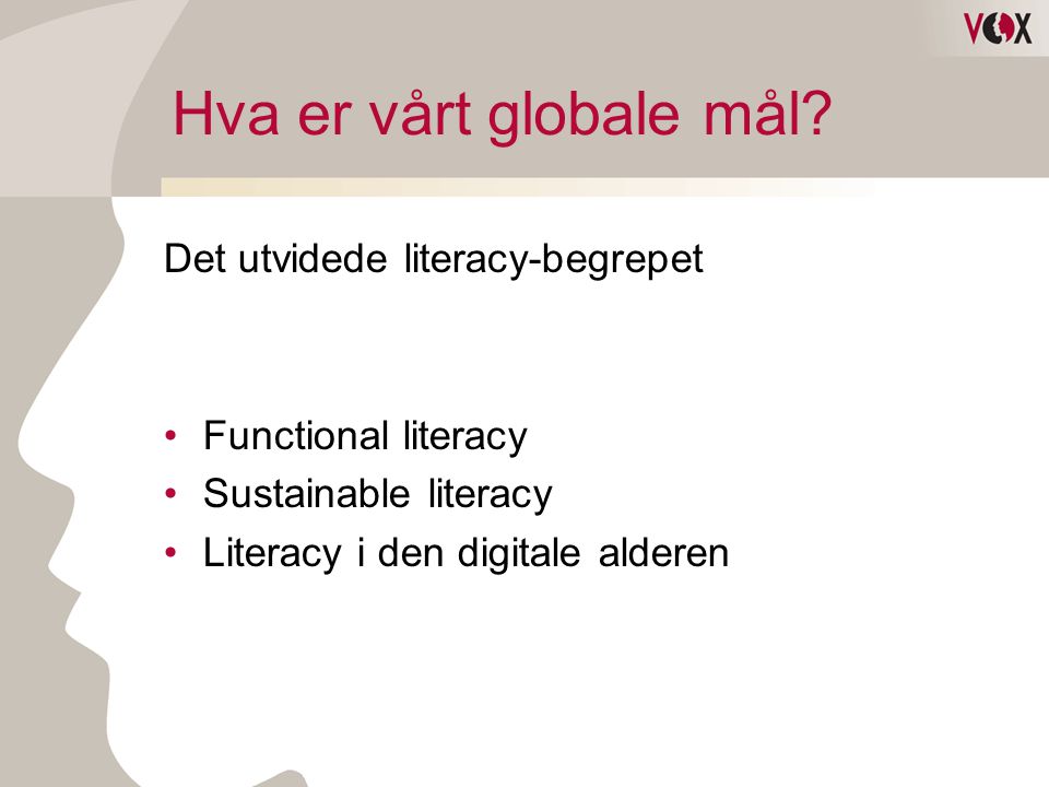 Hva er vårt globale mål Det utvidede literacy-begrepet