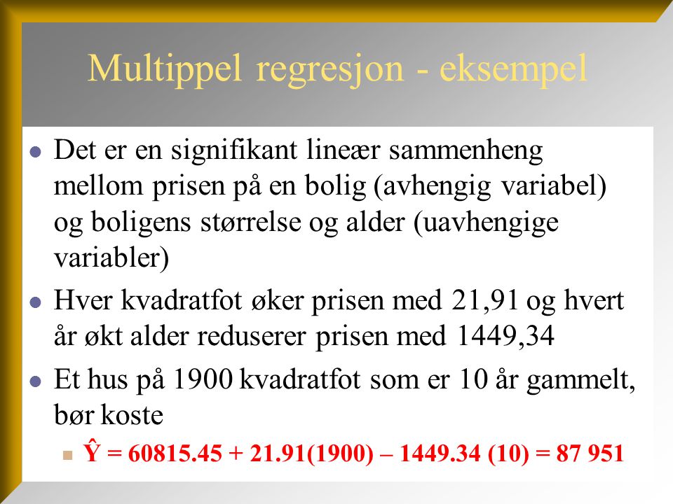 Multippel regresjon - eksempel