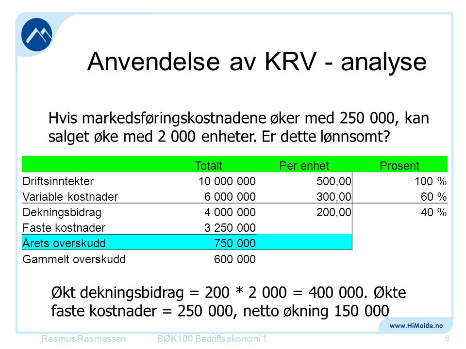 Anvendelse av KRV - analyse