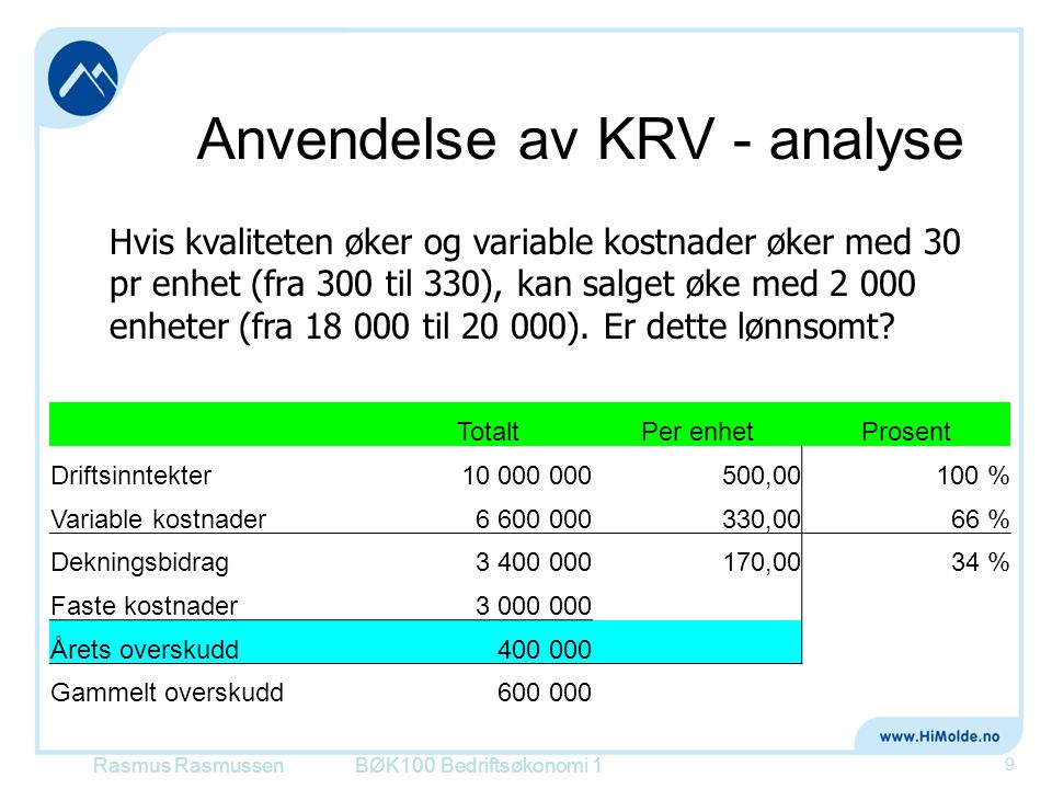 Anvendelse av KRV - analyse