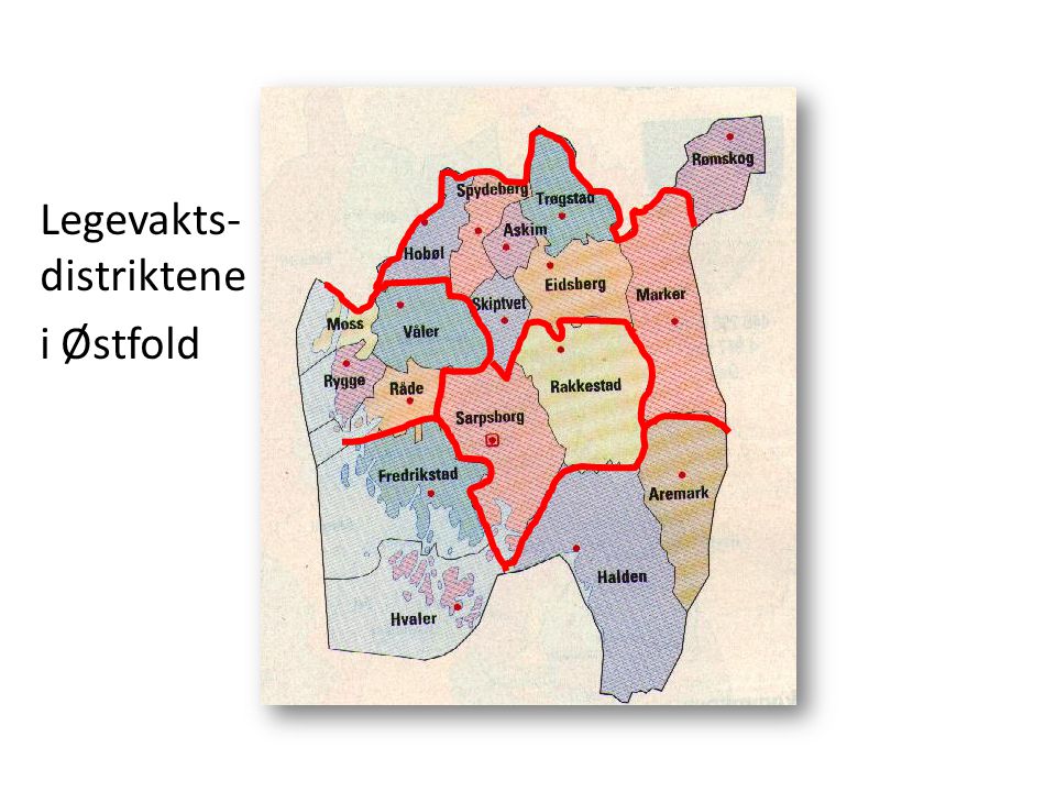 Legevakts-distriktene i Østfold