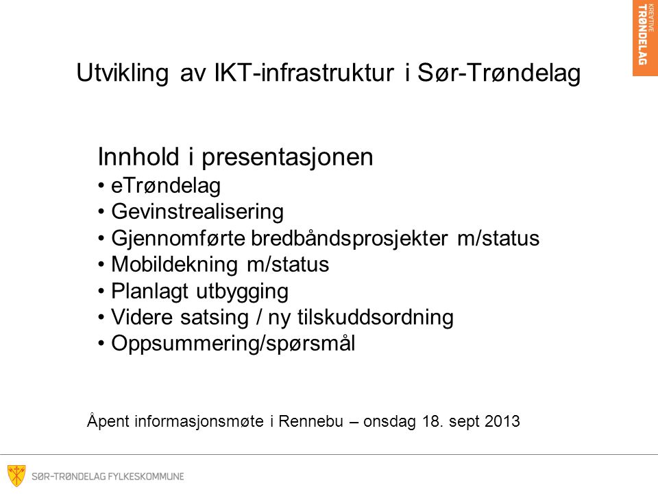 Utvikling av IKT-infrastruktur i Sør-Trøndelag