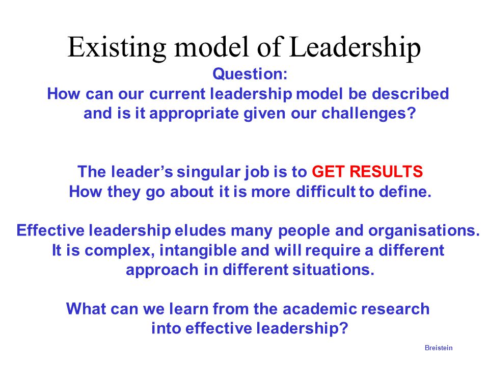 Existing model of Leadership
