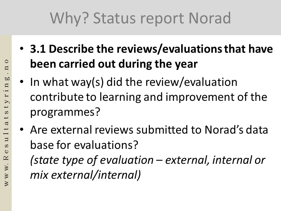 Why Status report Norad