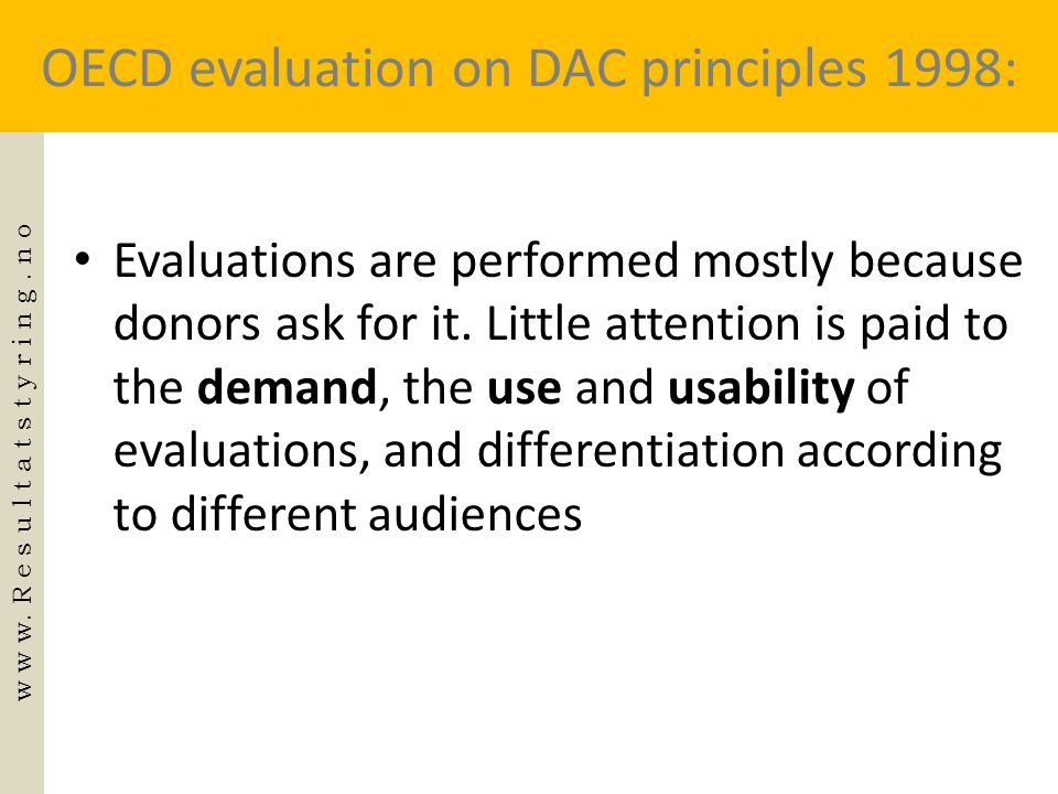 OECD evaluation on DAC principles 1998: