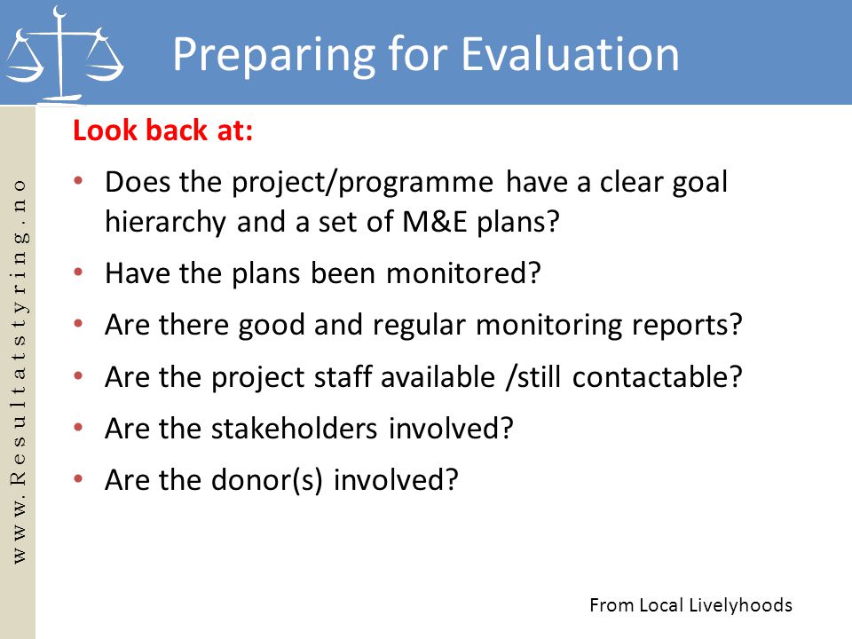 Preparing for Evaluation