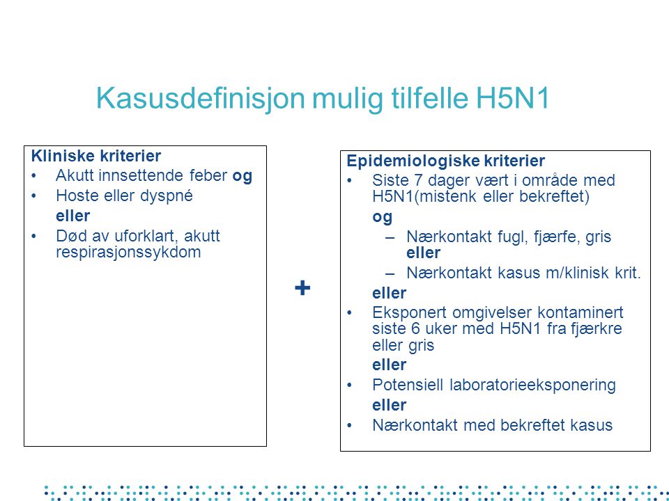Kasusdefinisjon mulig tilfelle H5N1