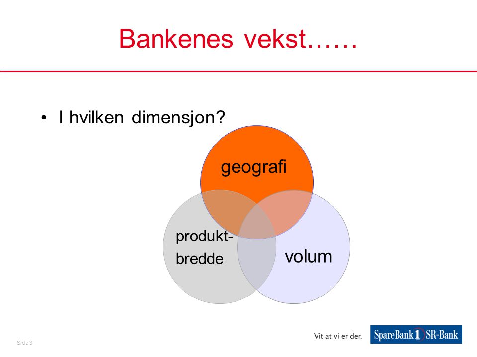 Bankenes vekst…… I hvilken dimensjon geografi produkt- bredde volum