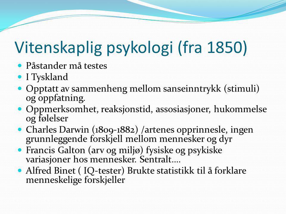 Vitenskaplig psykologi (fra 1850)