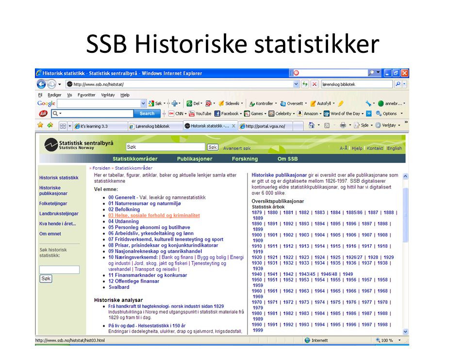 SSB Historiske statistikker
