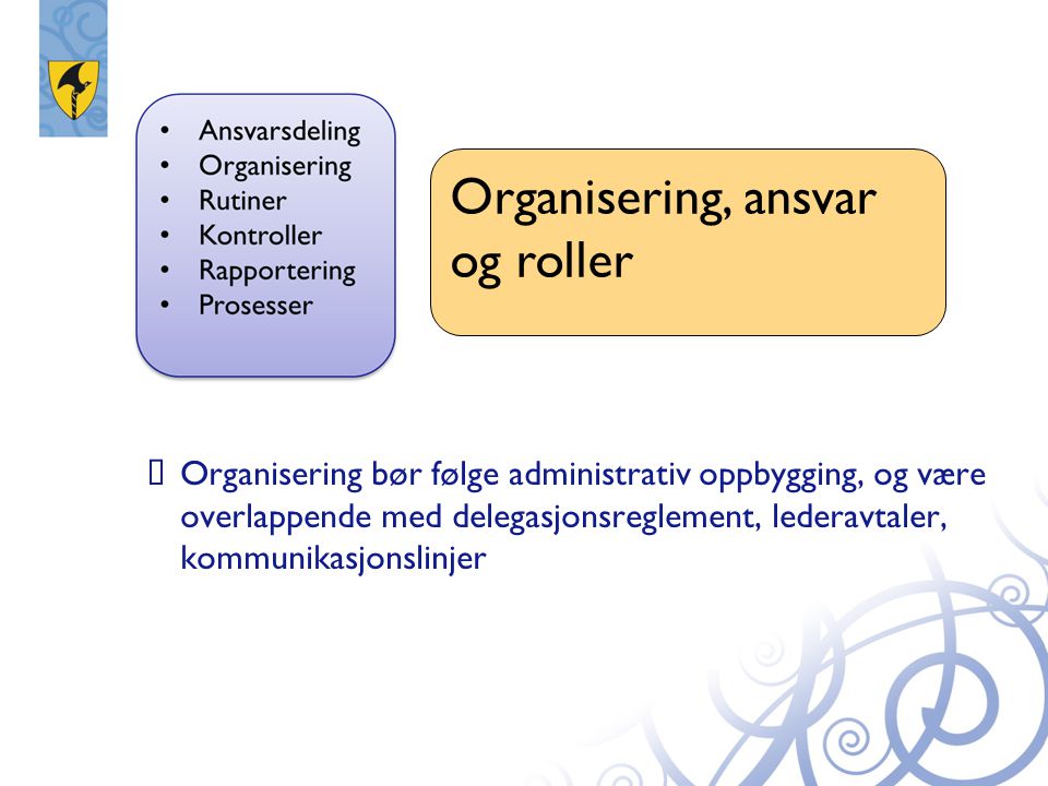 Organisering, ansvar og roller