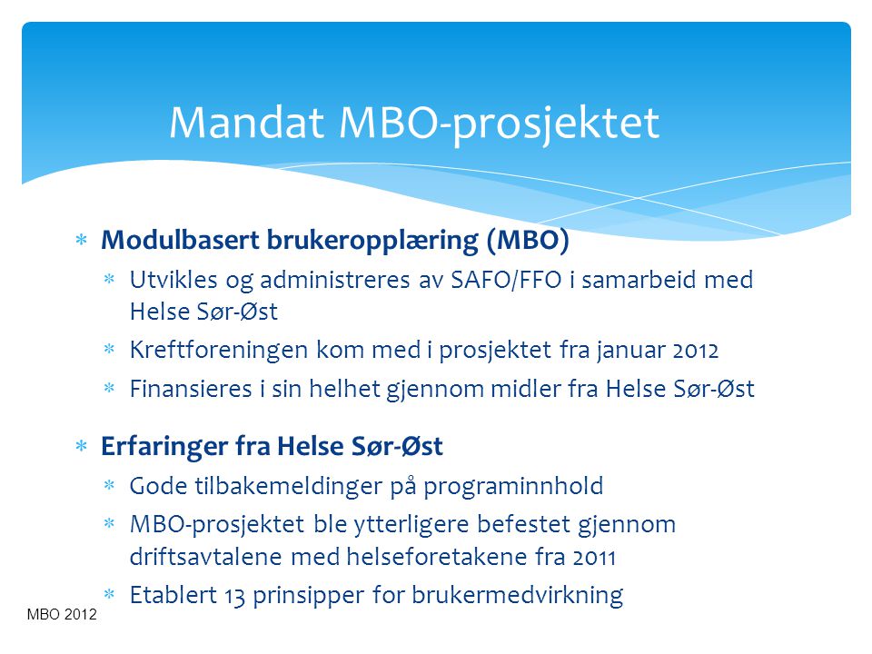 Mandat MBO-prosjektet