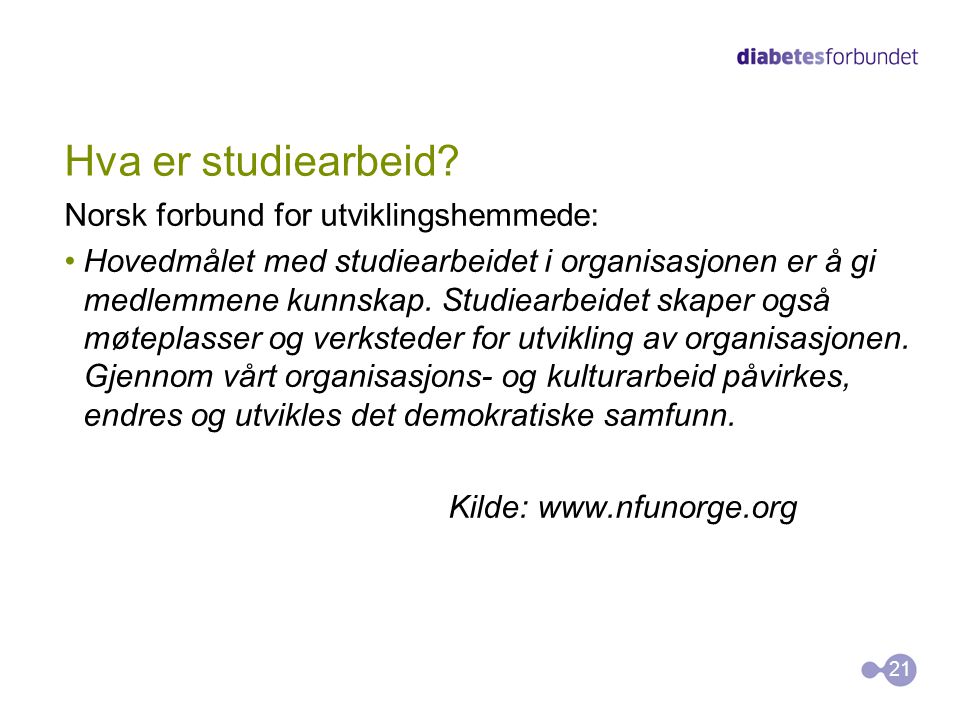 Hva er studiearbeid Norsk forbund for utviklingshemmede: