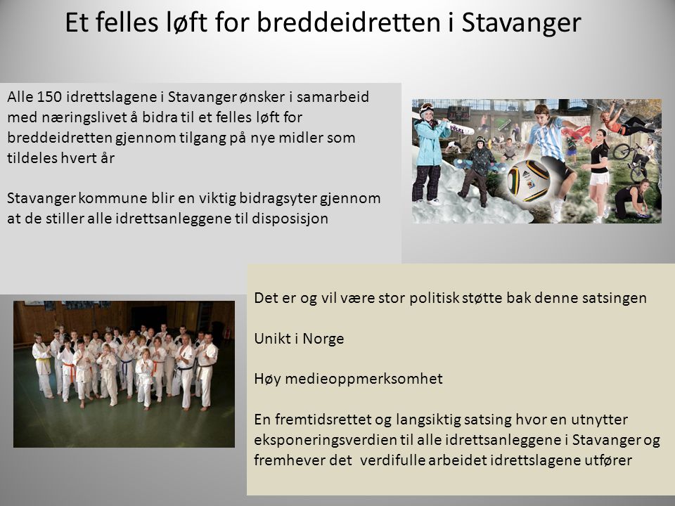 Et felles løft for breddeidretten i Stavanger