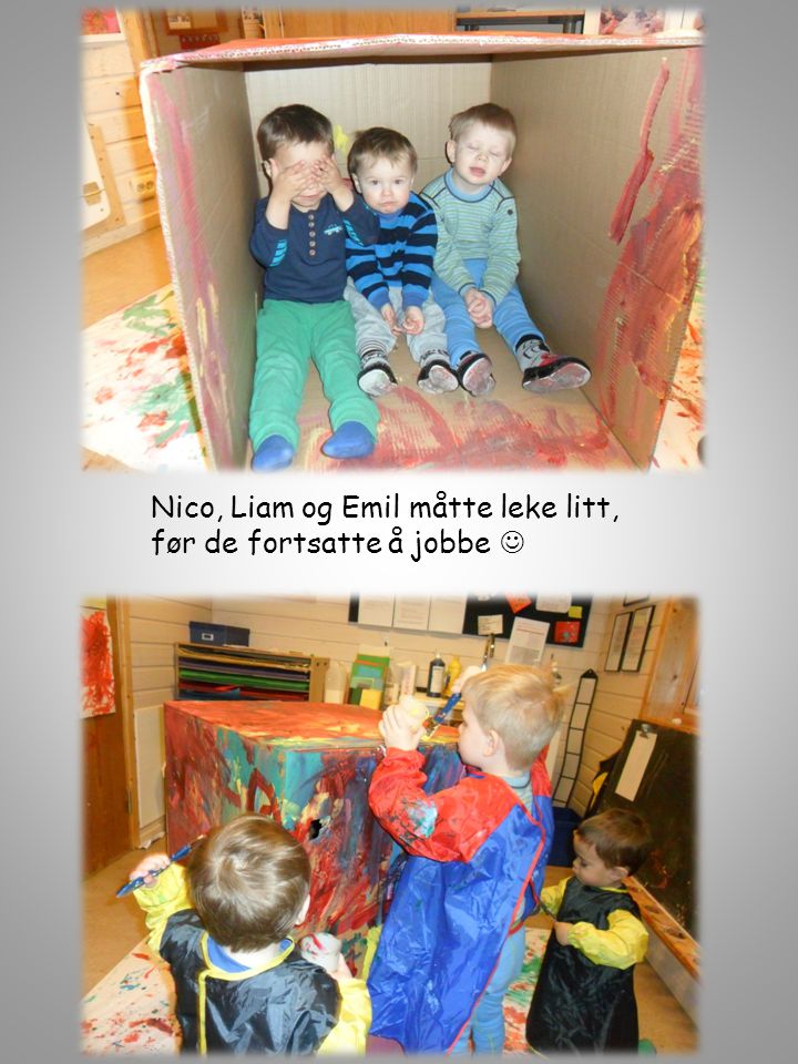 Nico, Liam og Emil måtte leke litt,