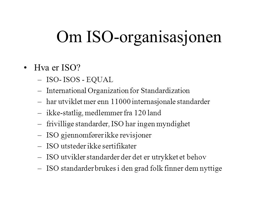 Om ISO-organisasjonen