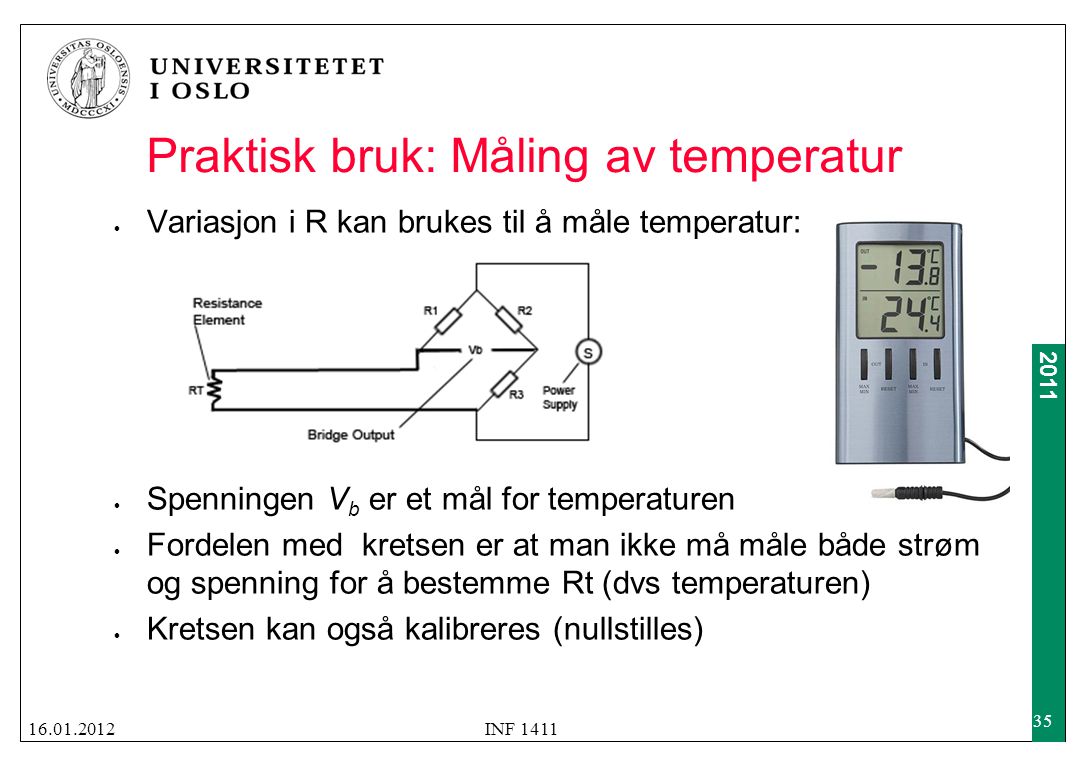 Praktisk bruk: Måling av temperatur
