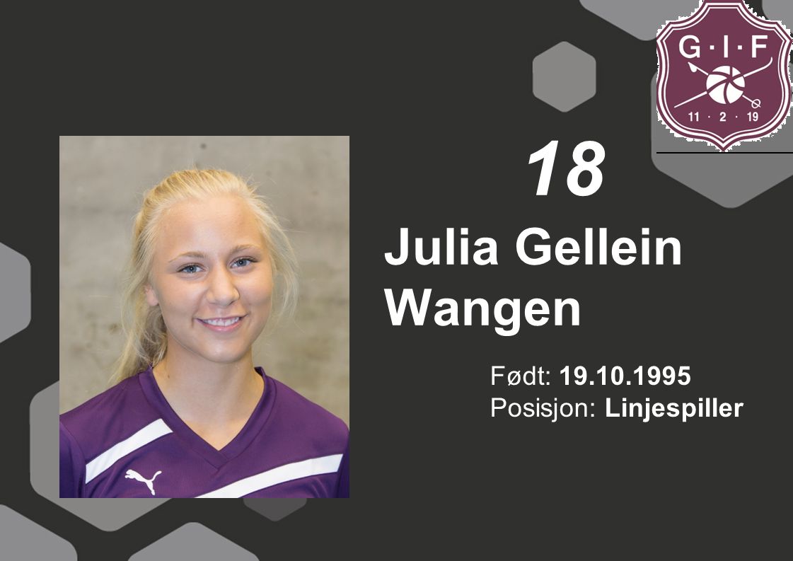 18 Julia Gellein Wangen Født: Posisjon: Linjespiller