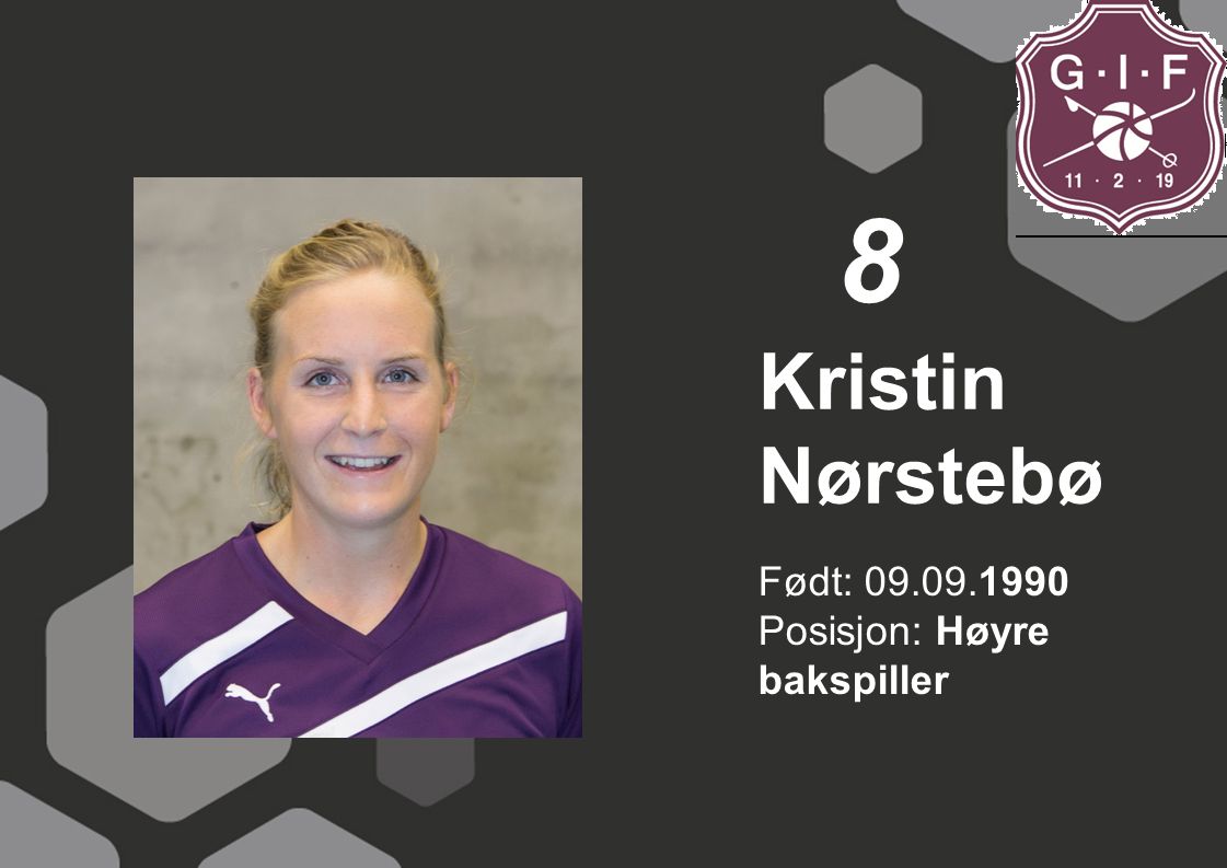 8 Kristin Nørstebø Født: Posisjon: Høyre bakspiller