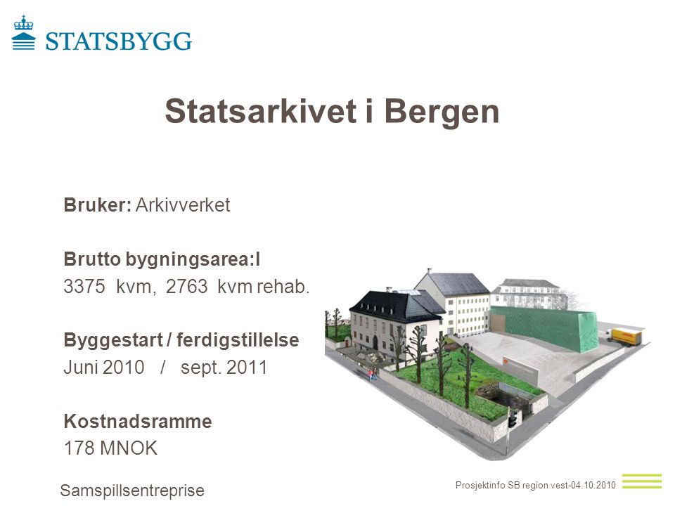 Statsarkivet i Bergen Bruker: Arkivverket Brutto bygningsarea:l