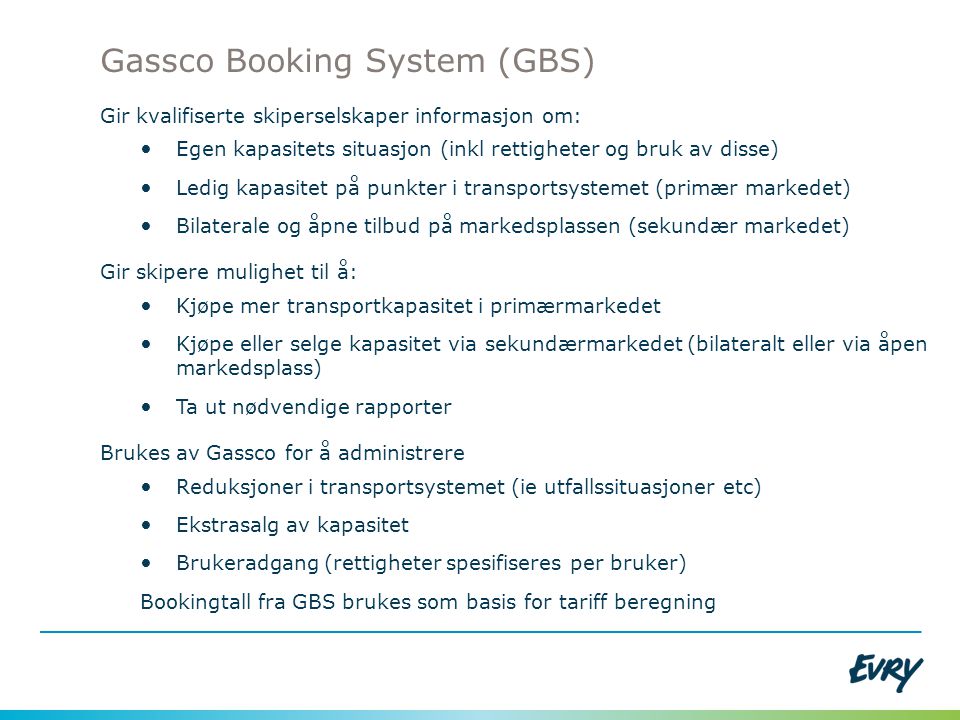 Gassco Booking System (GBS)