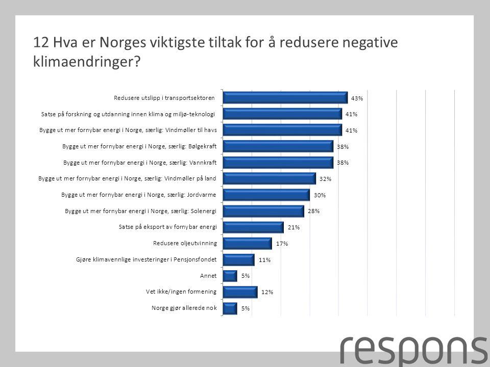 12 Hva er Norges viktigste tiltak for å redusere negative klimaendringer