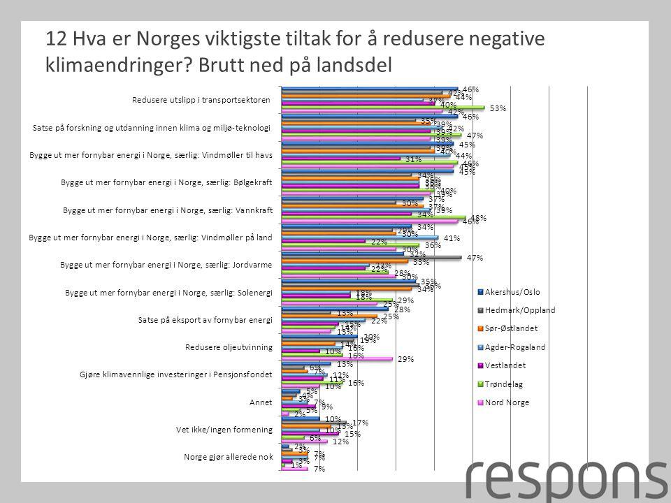 12 Hva er Norges viktigste tiltak for å redusere negative klimaendringer Brutt ned på landsdel