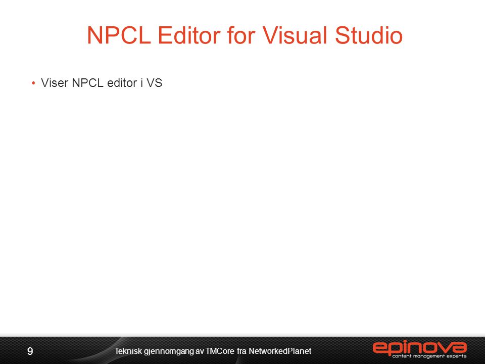 NPCL Editor for Visual Studio