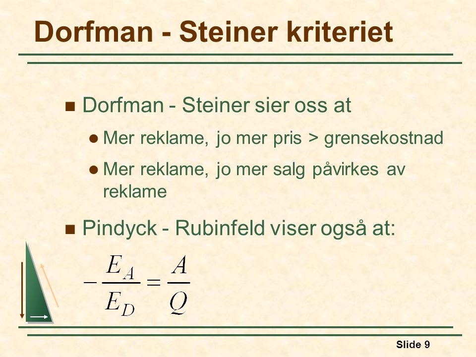 Dorfman - Steiner kriteriet
