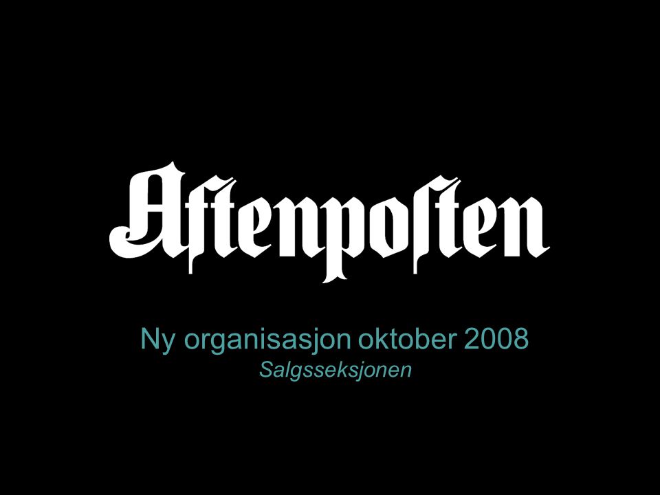 Ny organisasjon oktober 2008 Salgsseksjonen