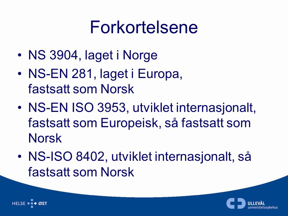 Forkortelsene NS 3904, laget i Norge
