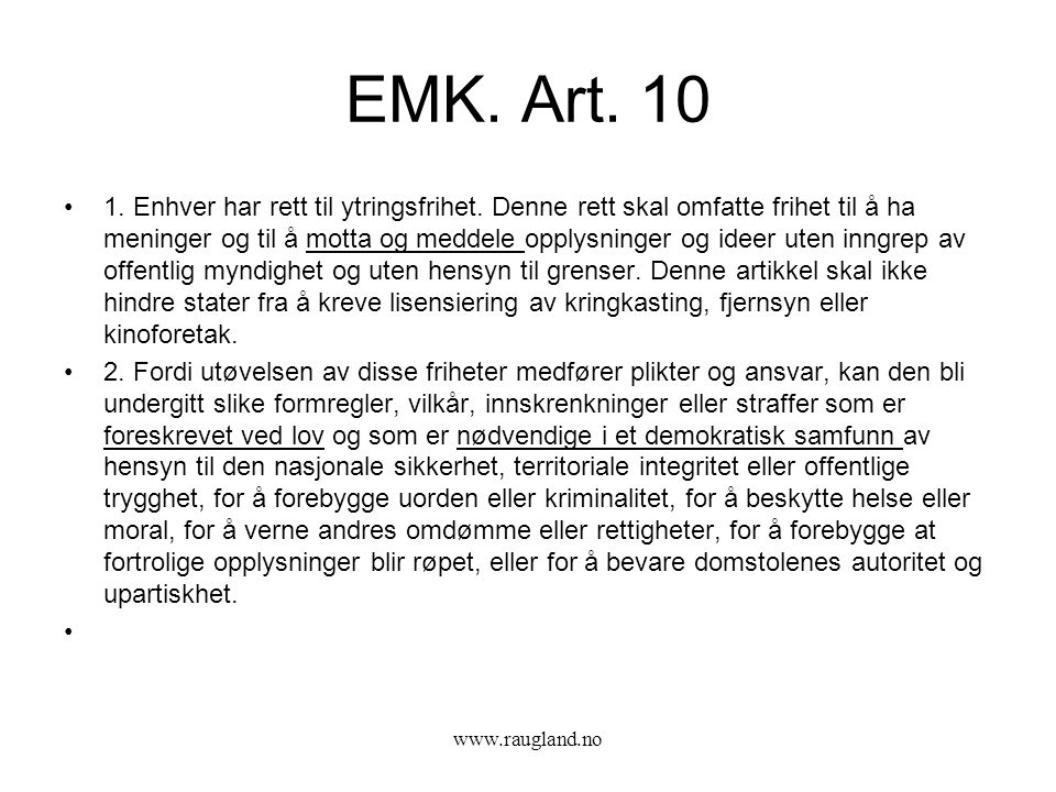 EMK. Art. 10