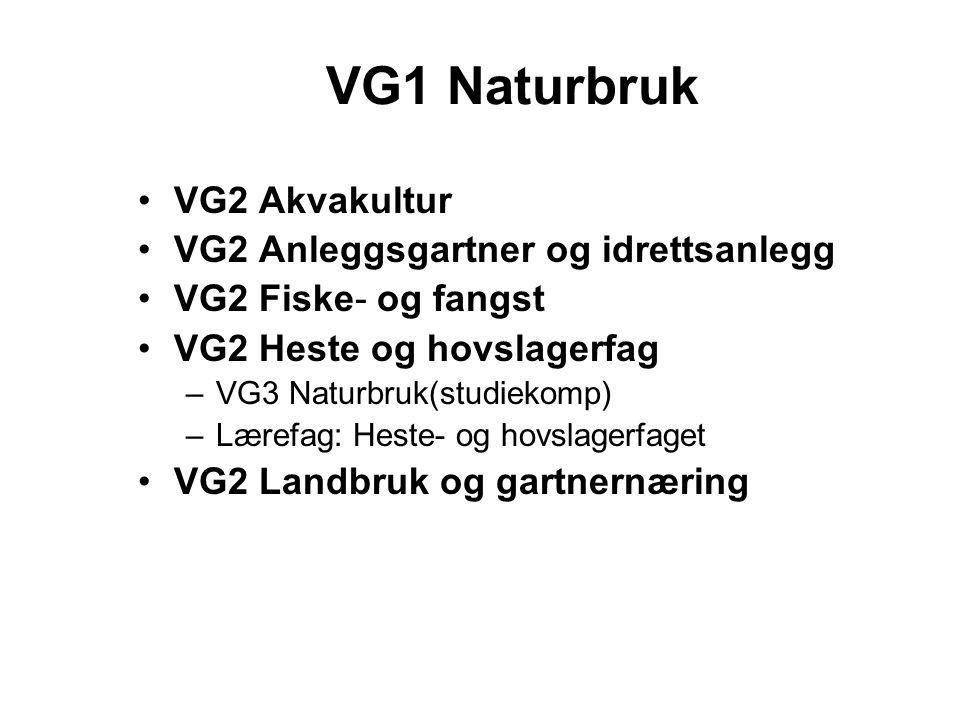 VG1 Naturbruk VG2 Akvakultur VG2 Anleggsgartner og idrettsanlegg