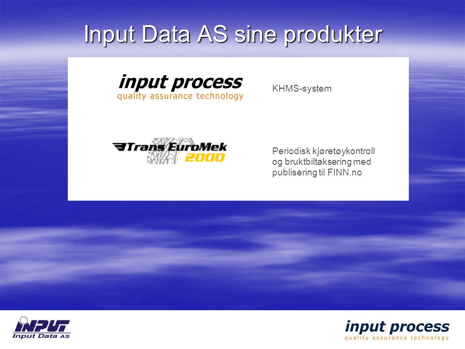 Input Data AS sine produkter